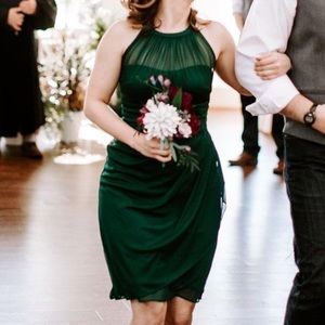 David’s Bridal Short Green Bridesmaids Dress, Unaltered